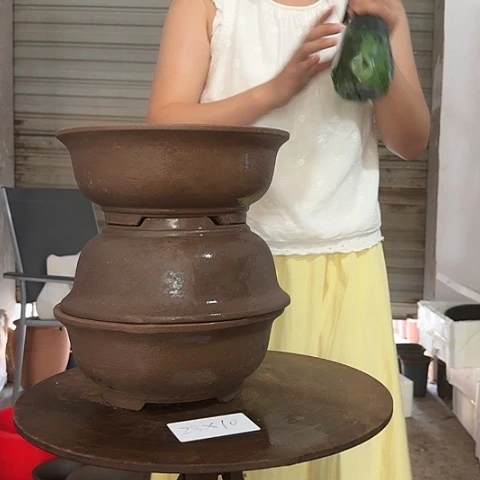 红陶20CM（含）-50CM（不含）28紫泥大碗盆✖️3