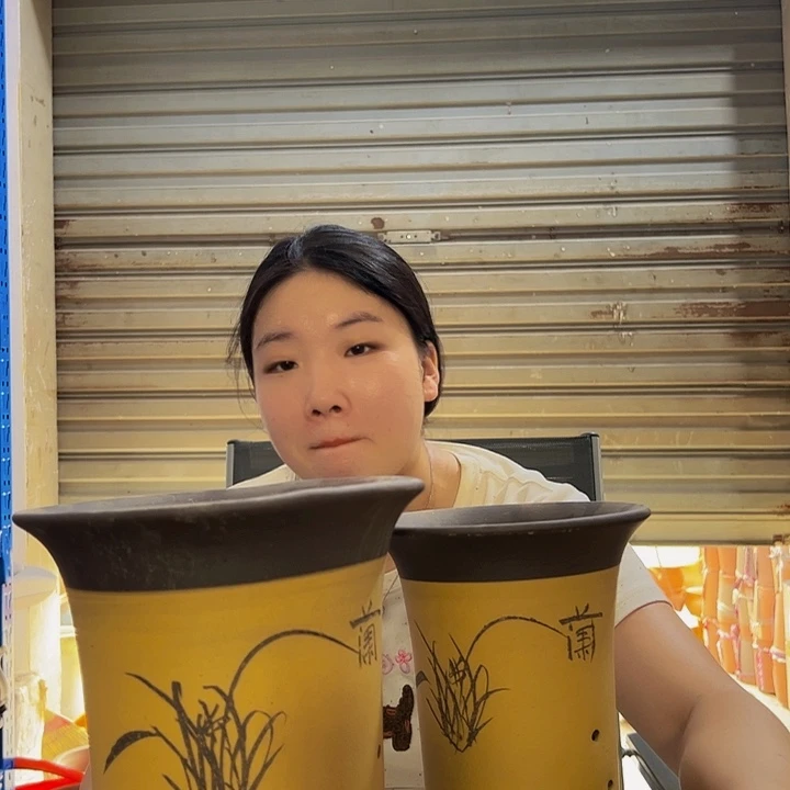 红陶20CM（含）-50CM（不含）黄色兰花盆20+17