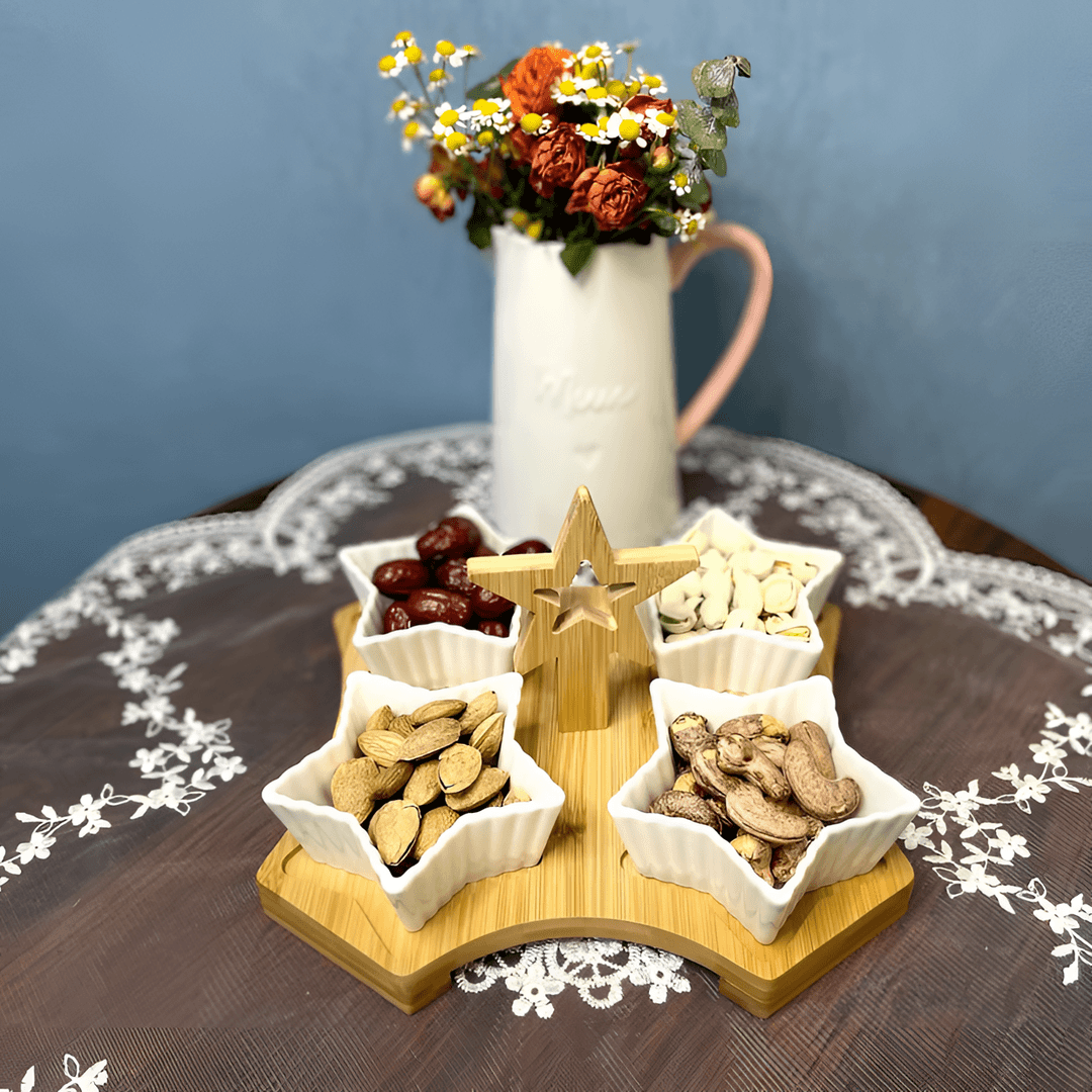 欧式创意纯白色陶瓷果盘客厅家用4格摆盘零食收纳甜品盘干果盘子