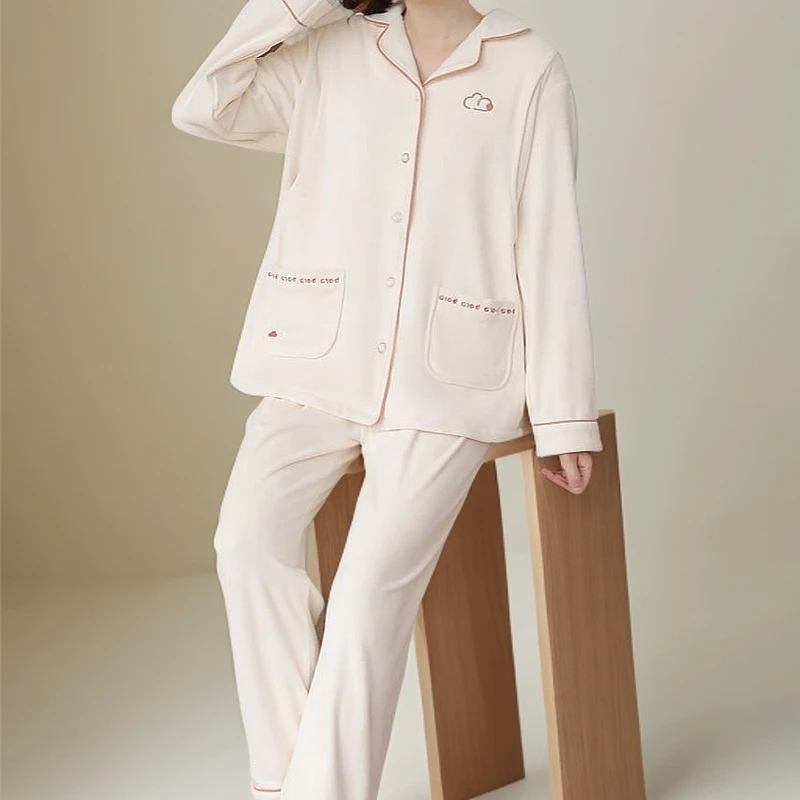 4802 婴儿绒月子服柔 舒保暖秋冬季 裤腰可调节产后家居服大码