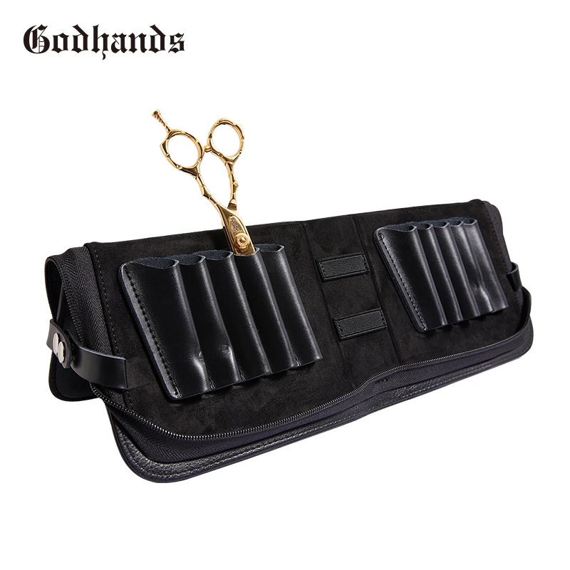 GODHANDS潘于兰美发师剪刀包可放10刀多功能耐用耐脏黑色可立式