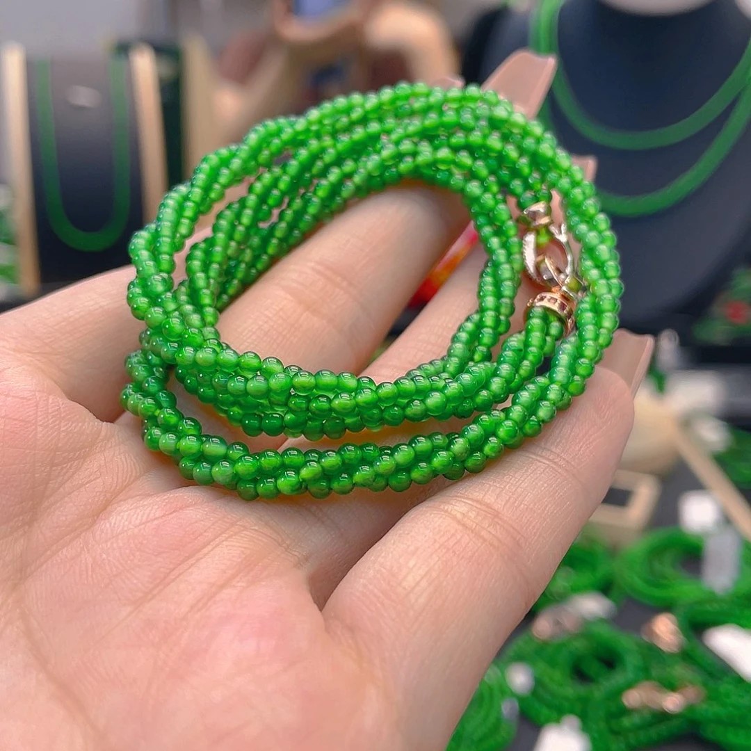 翡翠项链未镶嵌麻花锁骨链长45