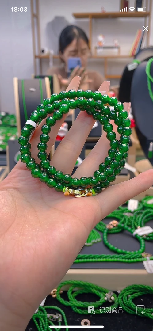 天然A货翡翠卡7满色满绿卡7项链