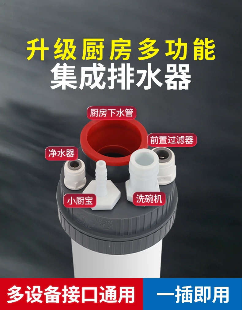 厨房下水管道密封塞水槽洗碗机净水过滤器小厨宝排水接头防臭神器