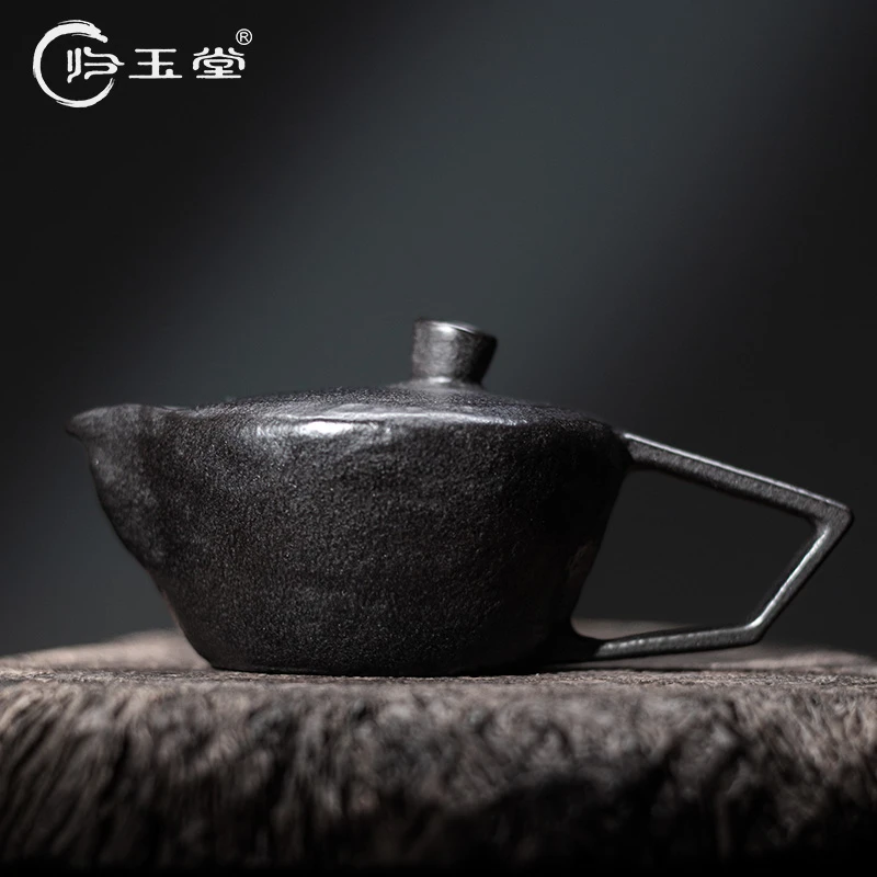 归玉堂冰碛岩整石纯手工雕刻有容壶手工茶壶手工茶壶复古家用