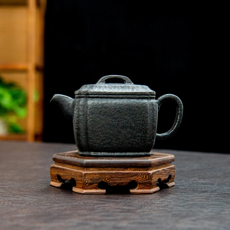 归玉堂冰碛岩全手工雕刻汉瓦泡茶壶家用茶具四方大容量大口单壶