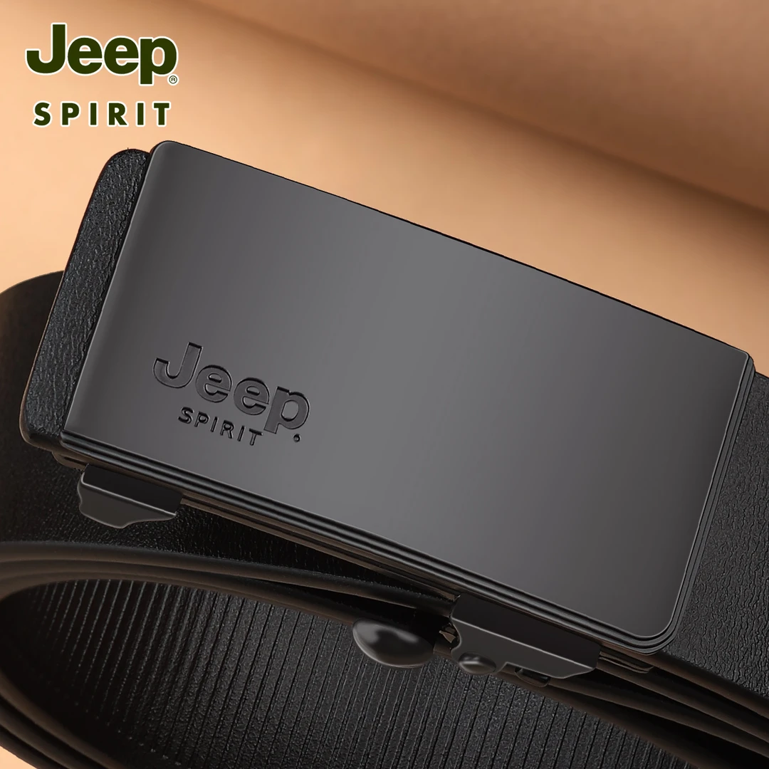 Jeep吉普皮带男士真皮无牙内穿自动扣腰带时尚商务无卡槽牛皮裤带