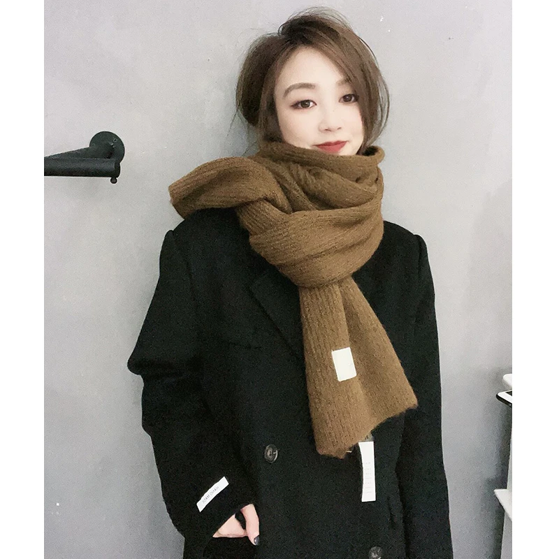 围巾女冬季保暖羊毛混纺针织围脖时尚韩范青年户外保暖护脖子休闲