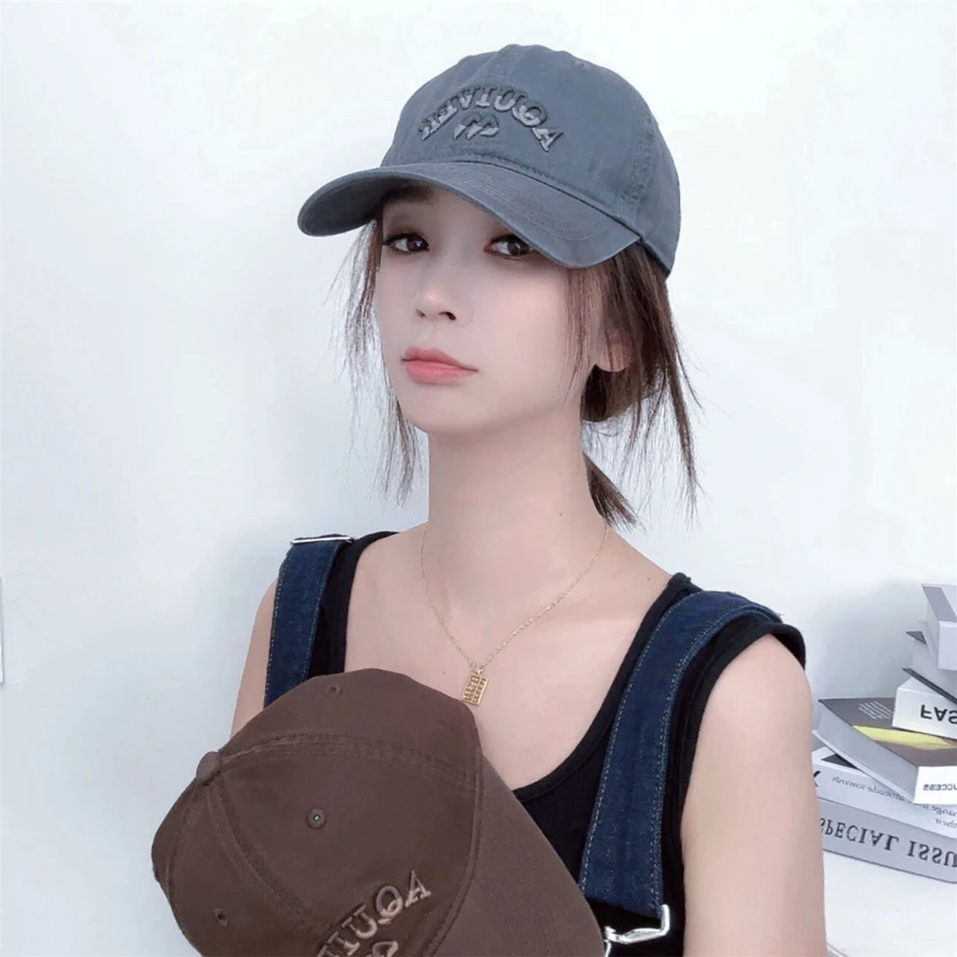 帽子女秋冬新款加宽帽檐显瘦鸭舌帽男韩版立体字母刺绣棒球帽百搭