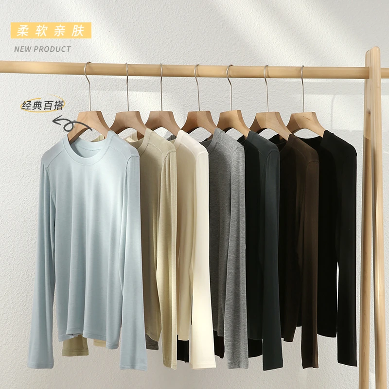 莱赛尔+醋酸+羊毛！秋冬时尚百搭羊毛修身打底衫原创T桖