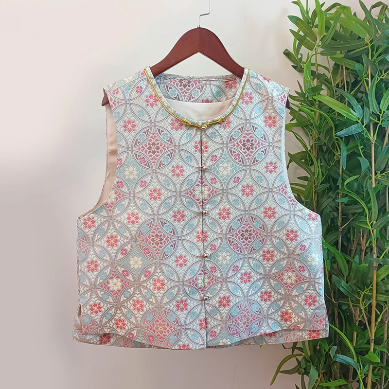 【宝相花】国风真丝印花对称复古新中式时尚女士春秋新款马甲