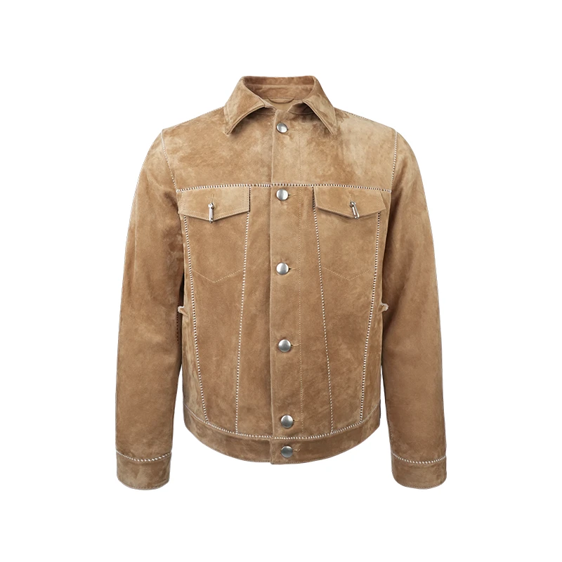 MKSZY  Overlock缝线 bomber短款皮衣夹克