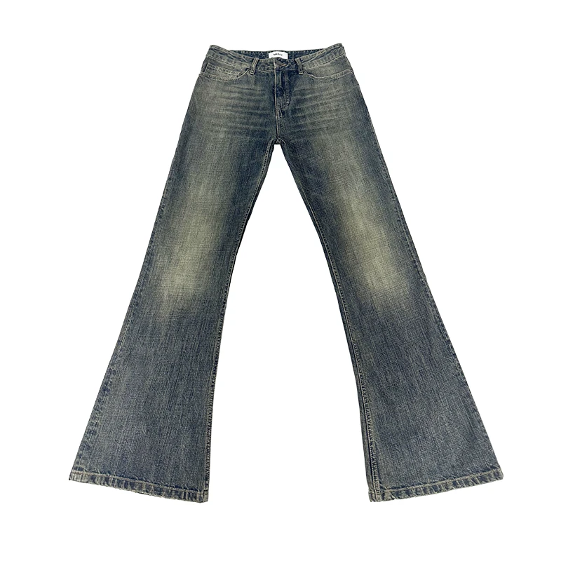 MKSZY Bootcut 14OZ日产重竹节纹复古泥染微喇叭巴黎牛仔裤 男