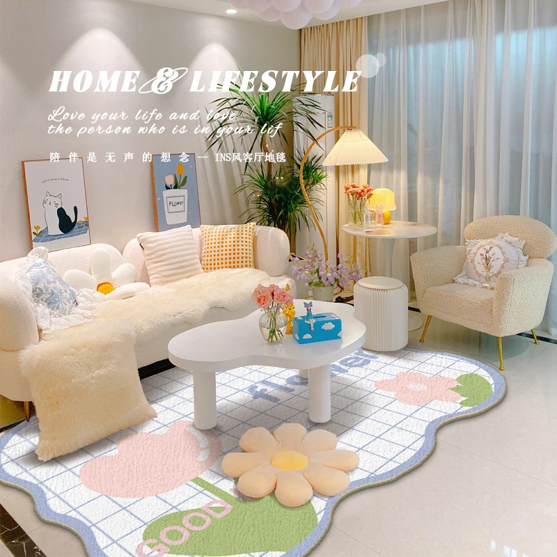 小清新棋盘格地毯加厚仿羊绒地毯满铺衣帽间卧室网红民宿装饰地垫