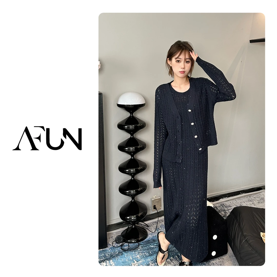 【漫漫星河】天丝亚麻小香风轻奢无袖连衣裙开衫两件套 24AFUN010