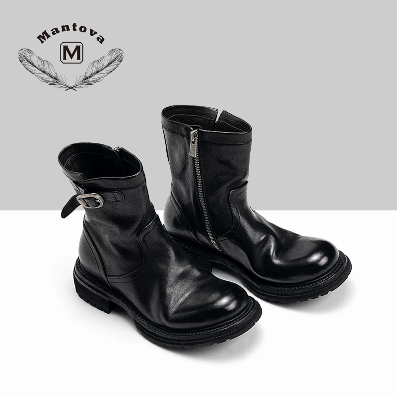 mantova秋冬新款时尚女靴女鞋马皮马丁靴短靴城市机能英伦风