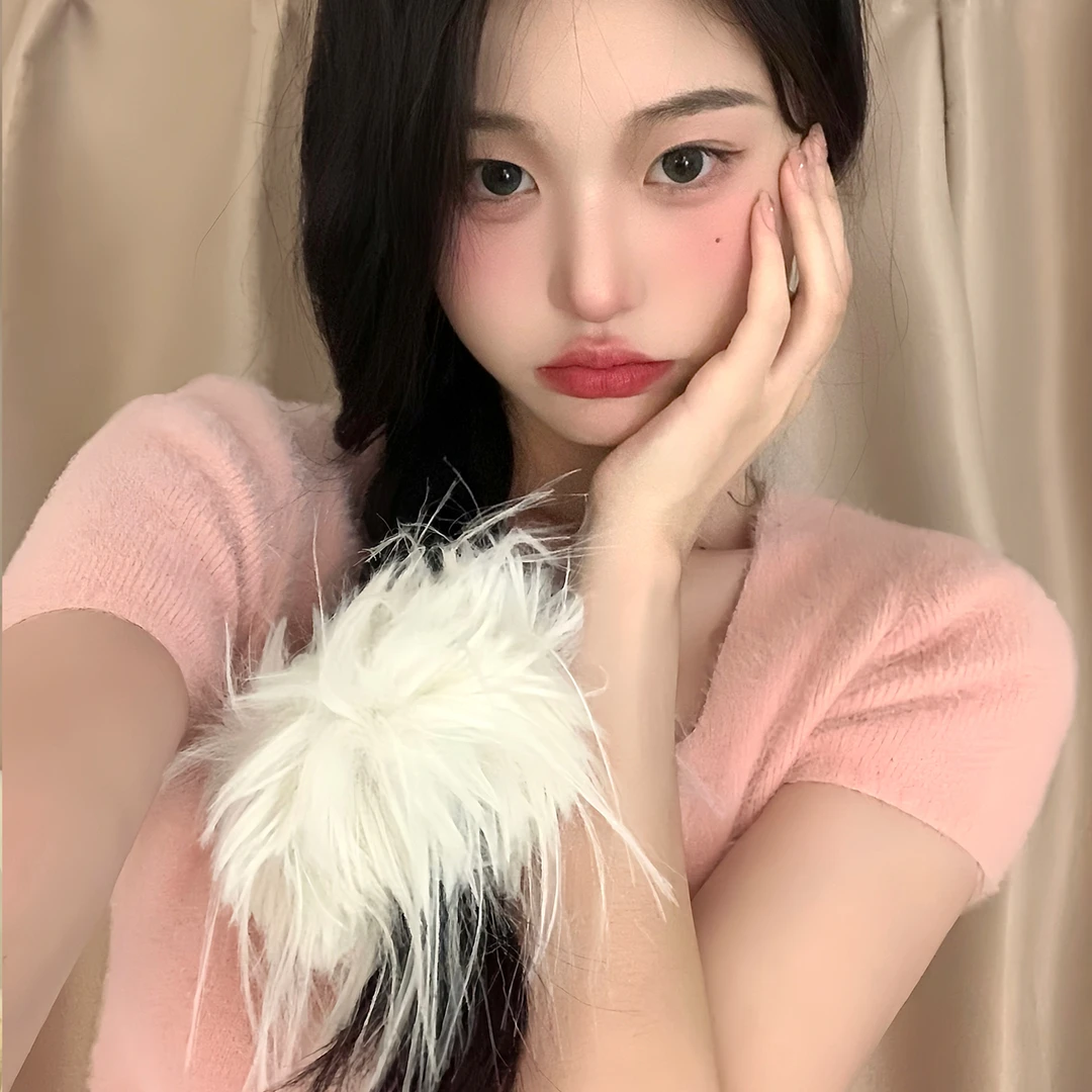 超仙毛毛发圈大号仿皮草羽毛发绳高级感少女头绳丸子头皮筋发饰品