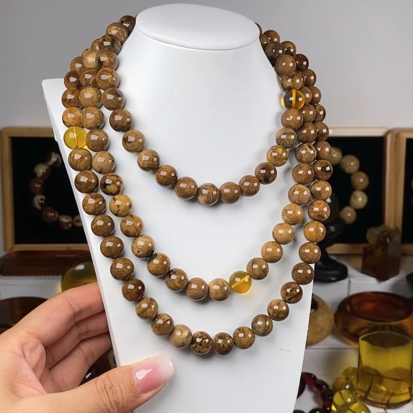【闪购商品】琥珀（根珀）手串未镶嵌胶****A老矿黄油根108克重95克
