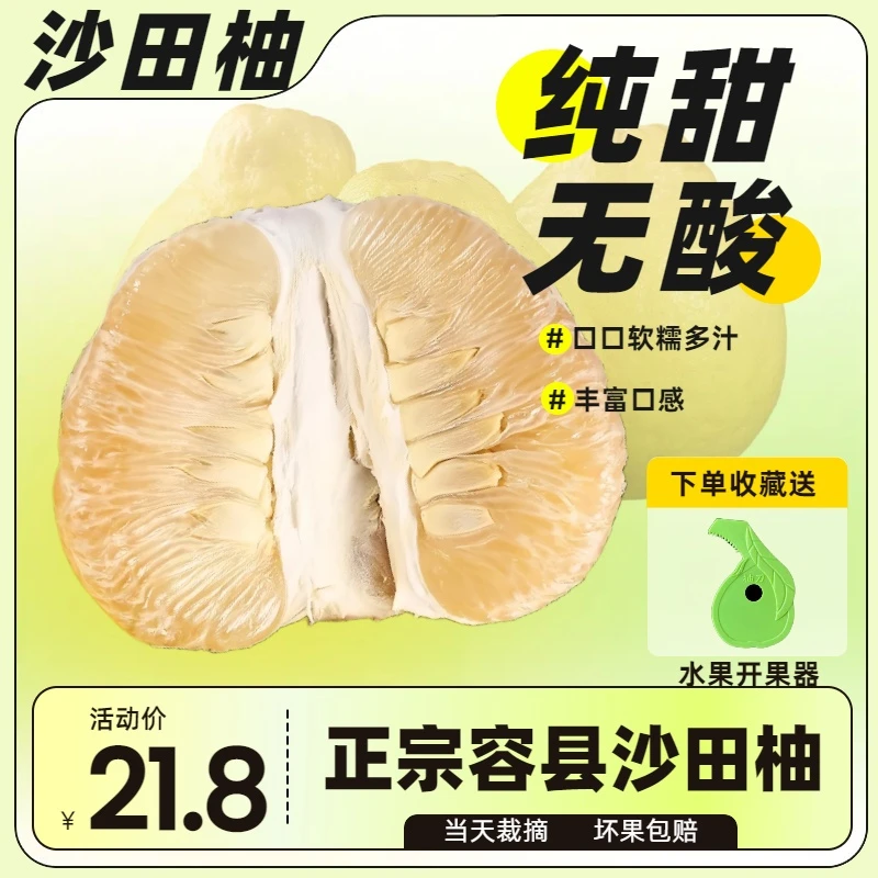 试吃装【2个小果】 正宗广西容县沙田柚纯甜无酸坏果包退