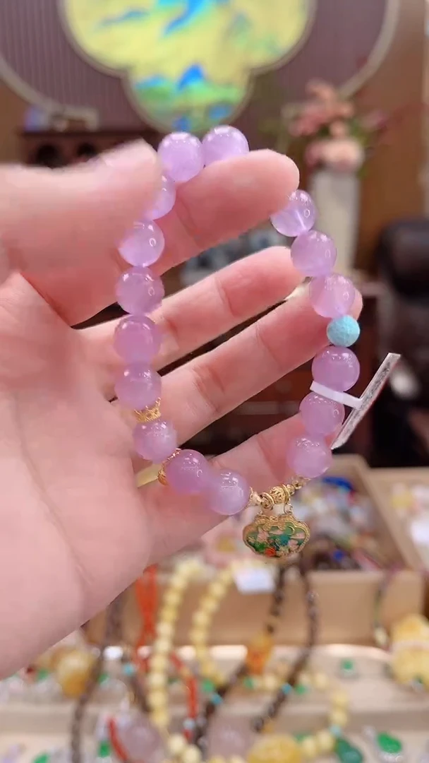 【闪购商品】锂辉石手串18K金镶嵌DIY高奢定制珠串9.8