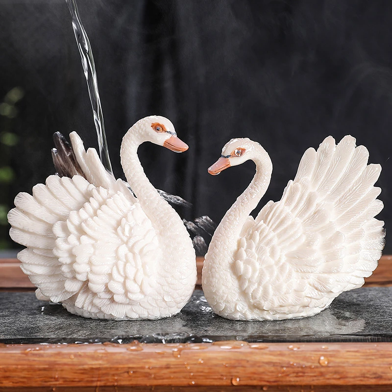 圣凌创意变色天鹅茶宠个性动物茶台茶玩摆件功夫茶道茶盘零配精美