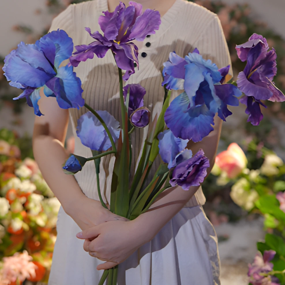 鸢尾花 仿真花 假花 绢布材质 超大支鸢尾 可水洗 客厅摆件