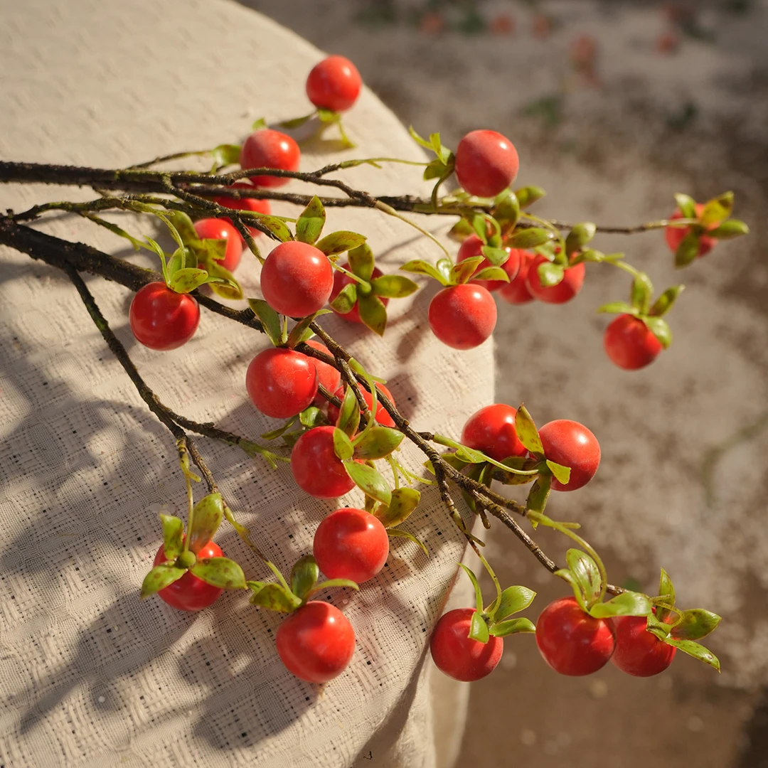 西红柿 仿真水果 带霜白（擦不掉）红色仿真花餐桌花客厅花摆件