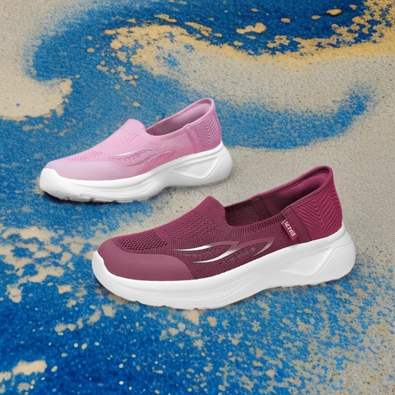 足力健老人鞋一脚蹬妈妈鞋中老年健步鞋轻便运动软底防滑网面单鞋