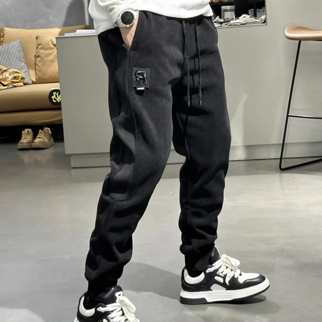 7391#加绒加厚运动弹力时尚百搭潮流秋冬男士休闲裤