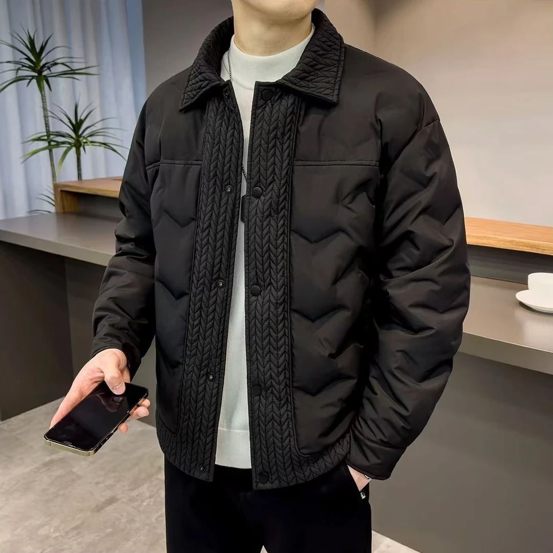 #1004【翻领麦穗】冬季男士时尚麦穗修仙百搭潮流简约加厚外套