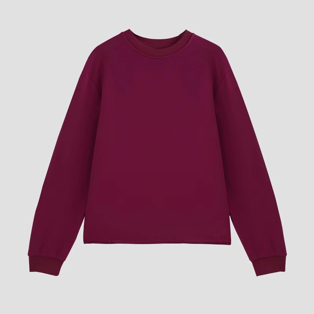 新款百搭休闲后领三角卷边下摆圆领长袖卫衣MA4SYDZ1557