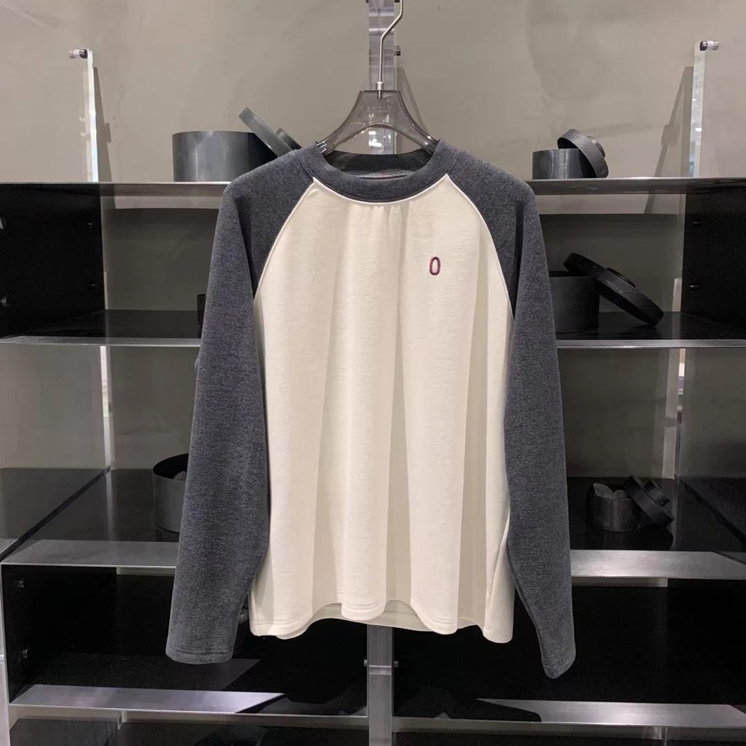 秋冬新款休闲轻量磨毛拼色刺绣长袖T恤MA4SYDZ1563