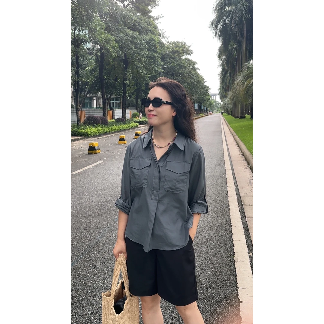 春夏新款显瘦宽松休闲百搭设计长袖衬衫MA4SYGZ0542