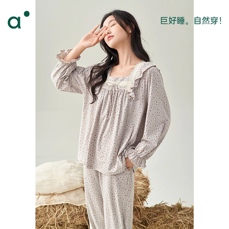安之伴【舒睡】纯棉春秋季睡衣女甜美家居服套装可外出82431722098