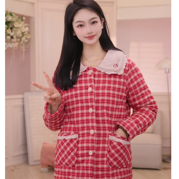 安之伴三层夹棉零下可外穿家居服加厚加绒保暖冬季女82451122504