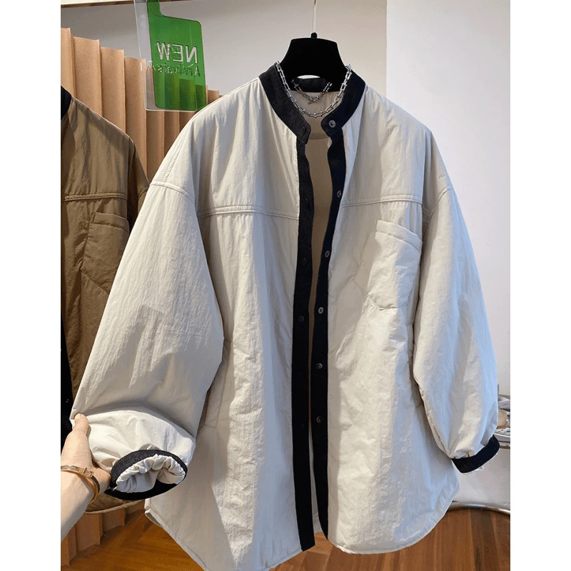 欧货设计感小众轻薄棉服女冬季中长款2024新款宽松大版夹棉外套潮