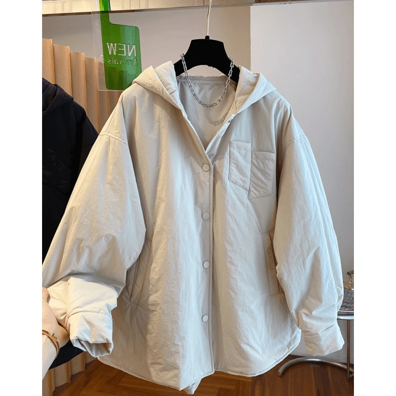高级感连帽轻薄棉衣棉服女冬季2024新款韩版宽松休闲百搭夹棉外套