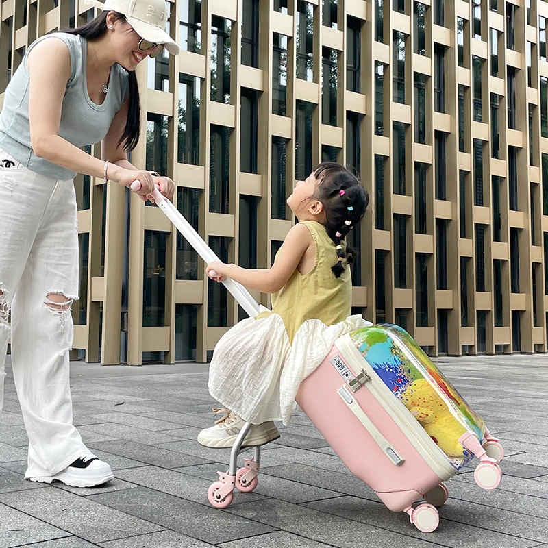 卡路宝儿童拉杆箱可坐可骑遛娃行李箱女孩宝宝便捷登机小孩旅行箱