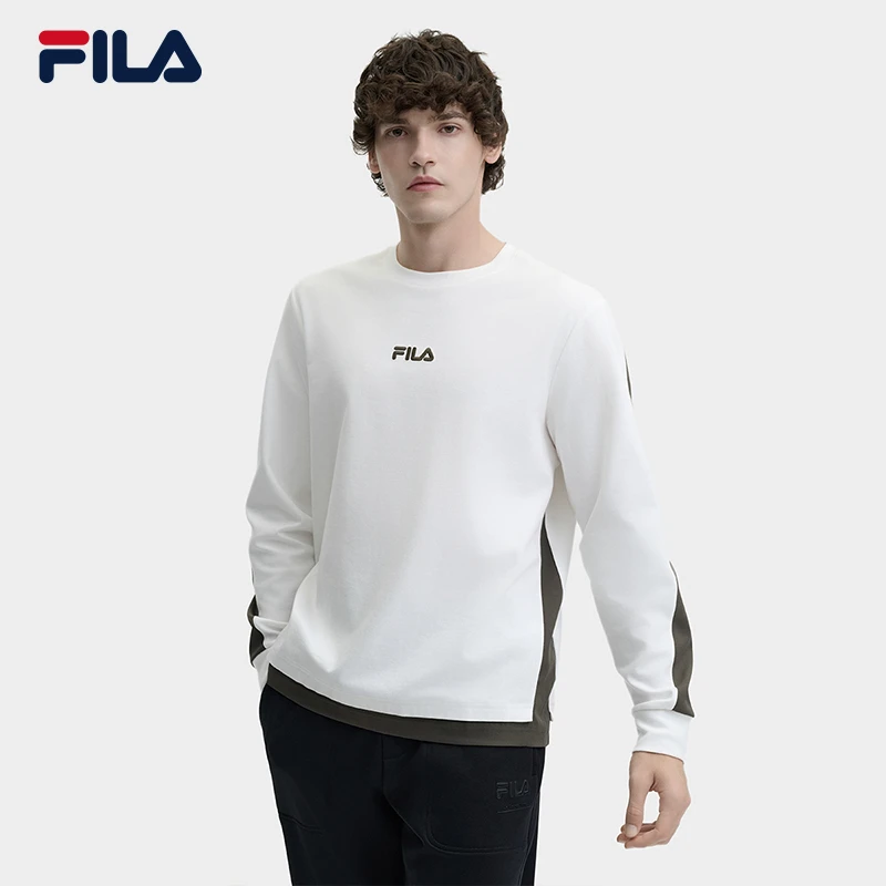 Fila/斐乐撞色24秋休闲运动长袖套头男士卫衣上衣长袖休闲舒适