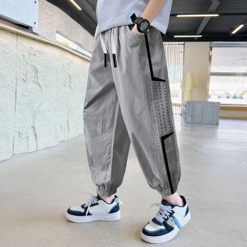 男童新款裤子中大童夏季薄款洋气儿童休闲大童速干长裤宽松帅气