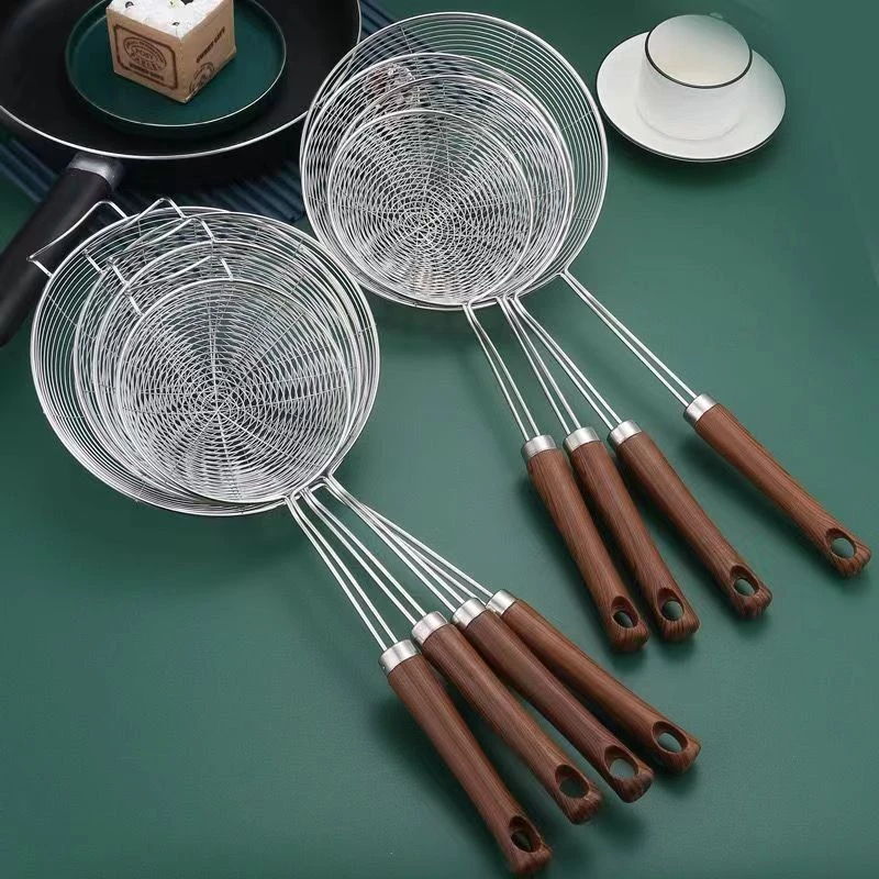 新款不锈钢漏勺捞面条线漏勺火锅过滤网筛大号油炸捞勺笊篱厨房