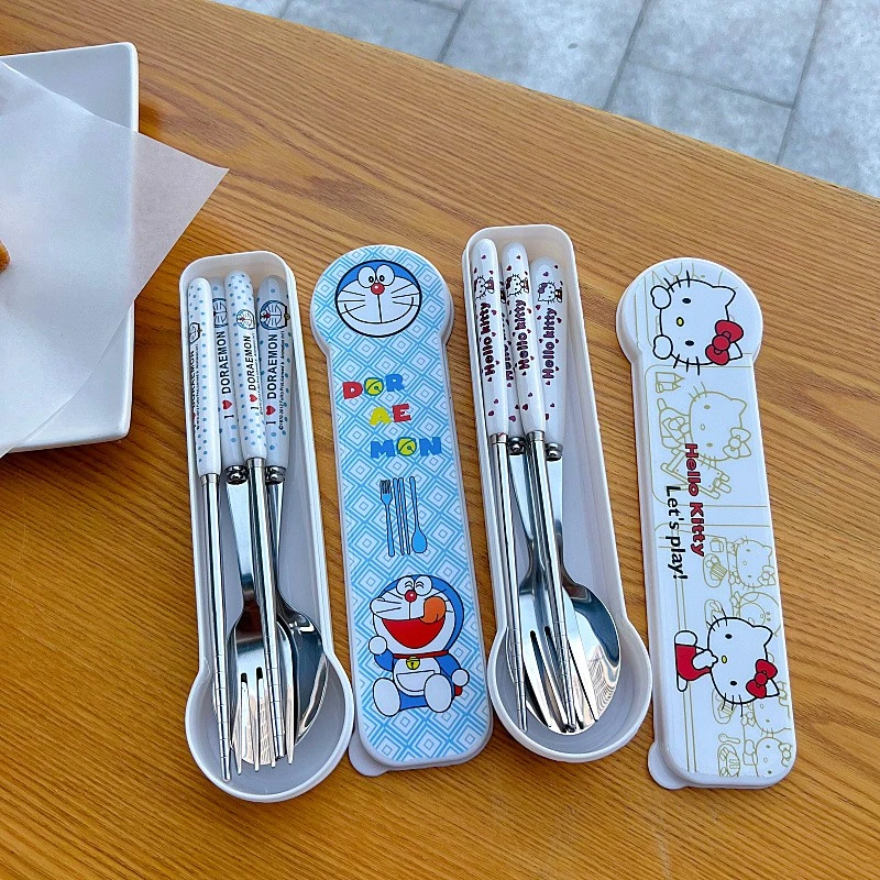 可爱卡通叉子筷子勺子新款上班族带饭学生便携式旅行外出餐具