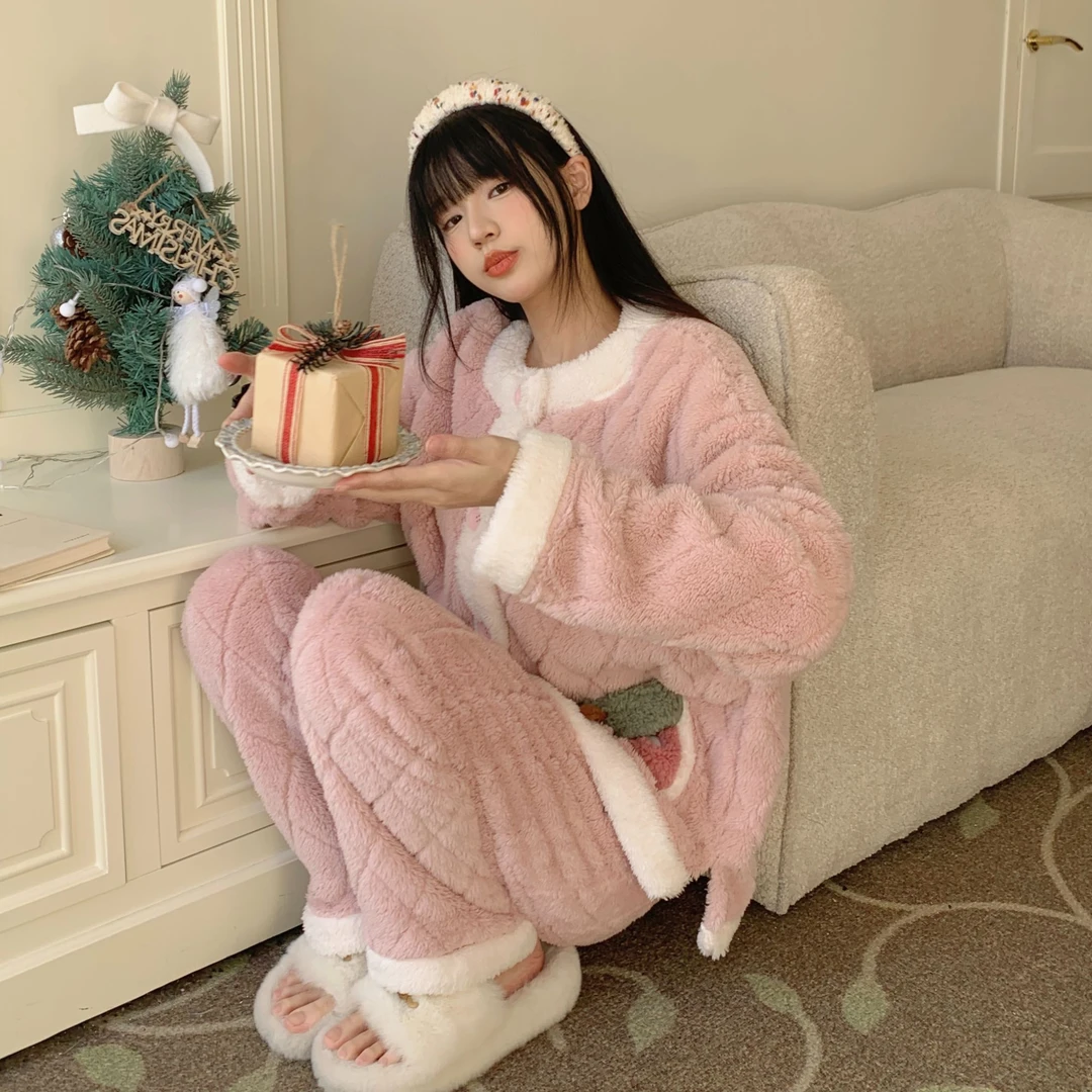 爱唯美 草莓味绒感家居服套装【交个朋友专属】