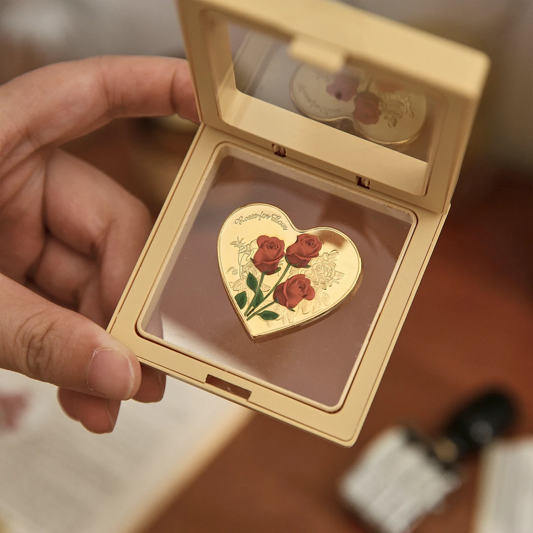 浪漫玫瑰心形纪念币 小众仪式感七夕节日告白送女友闺蜜生日礼物