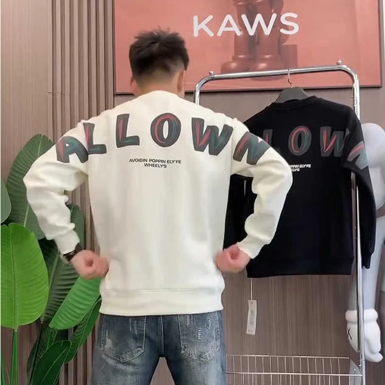 秋冬创意字母印花卫衣男ins潮流痞帅炸街潮牌圆领宽松百搭上衣男