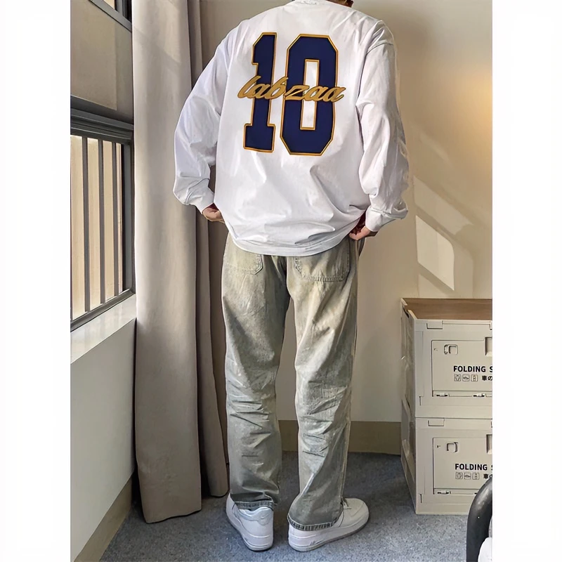 hiphop美式高街重磅百搭长袖t恤男士ins国潮牌嘻哈宽松打底衫上衣