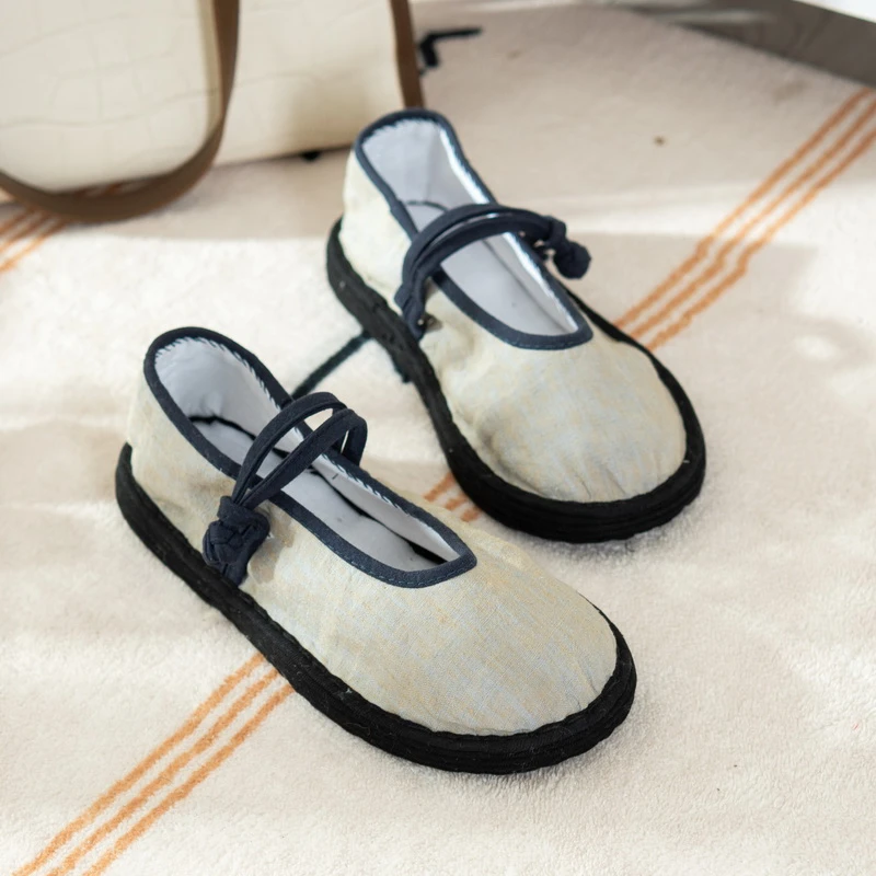 新款汉服鞋女春夏季古风汉元素茶艺老北京千层底孕妇月子手工布鞋