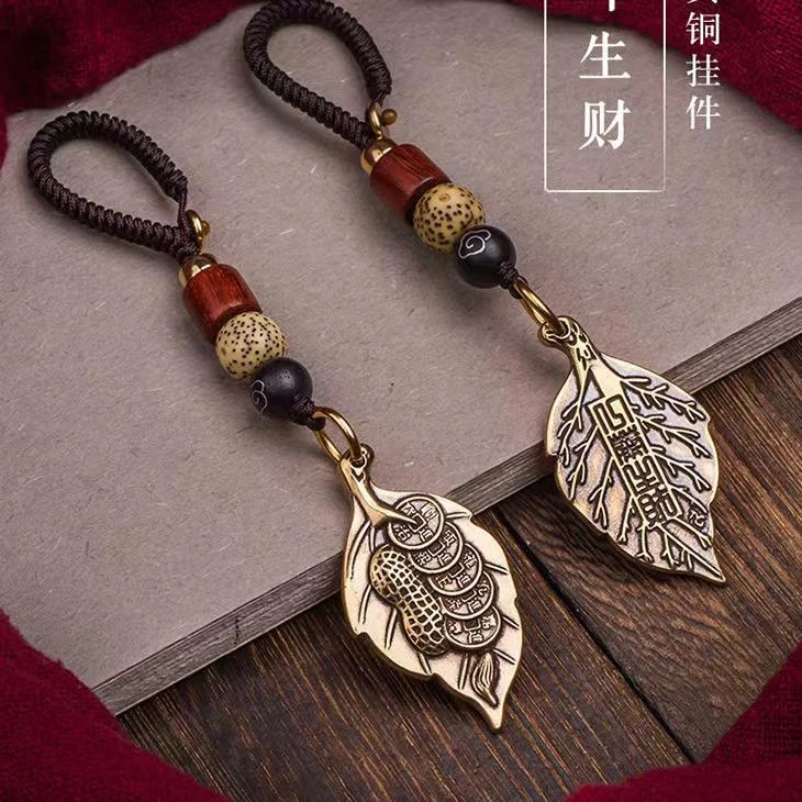 黄铜手工富甲天下龟壳葫芦手把钥匙扣复古高档挂饰汽车纯铜挂件