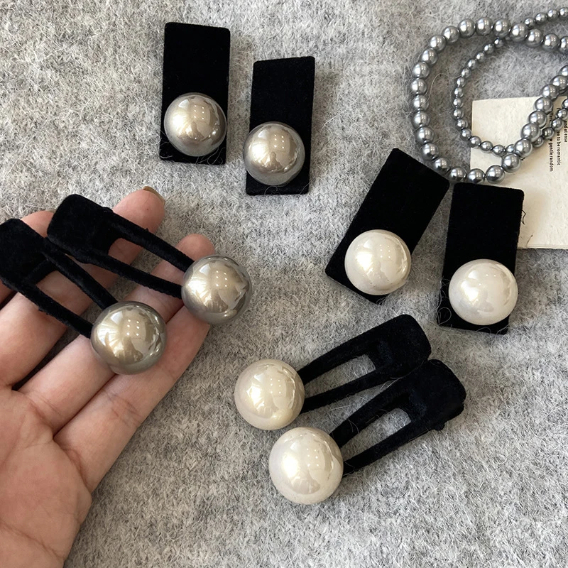 黑色植绒鸭嘴发夹女款2023新款刘海夹前额无痕碎发侧边夹bb夹