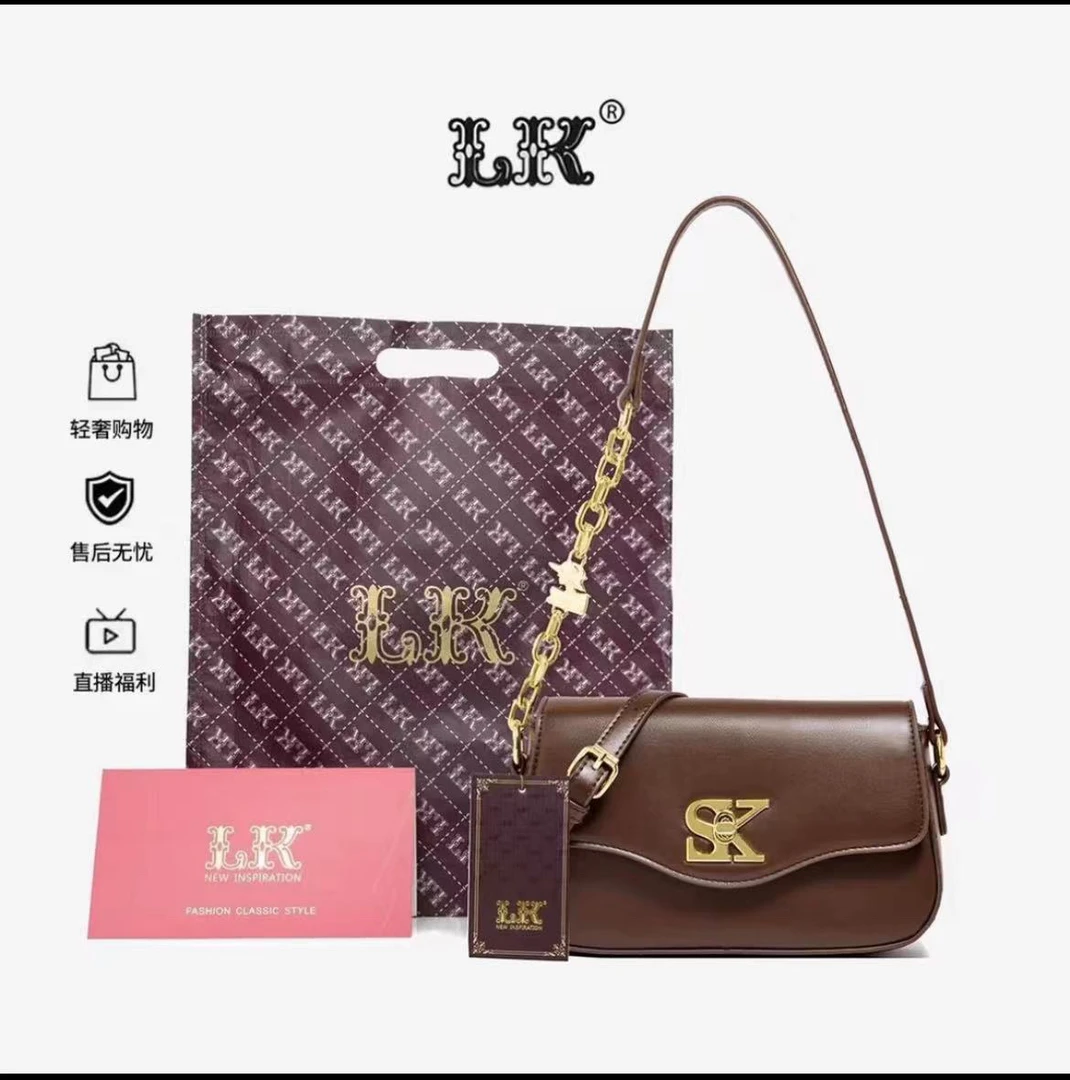 新款轻奢百搭高级感气质时尚斜挎女士包155棕